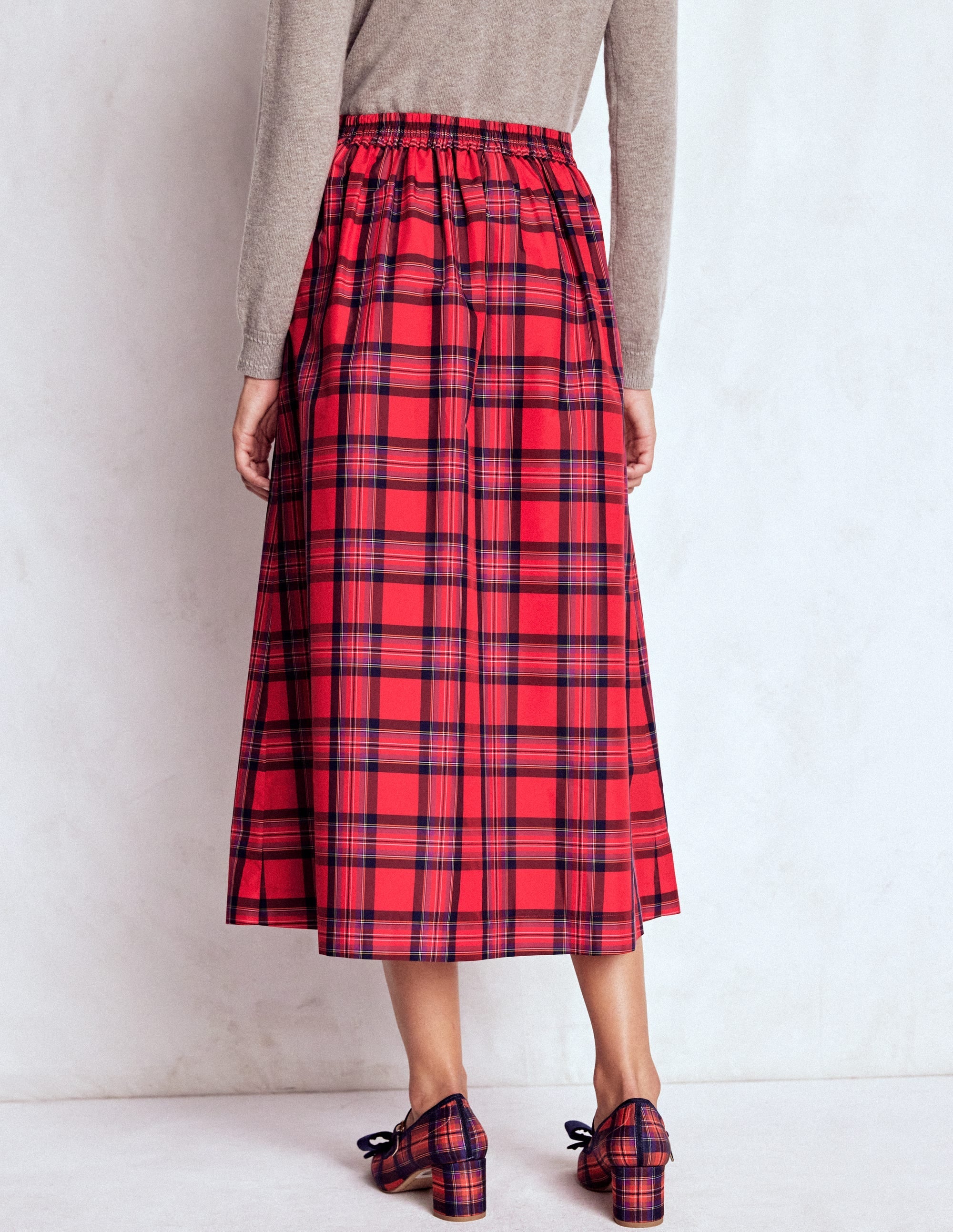 Verity Tartan Midi Skirt-Red, Navy & Purple Brand Check