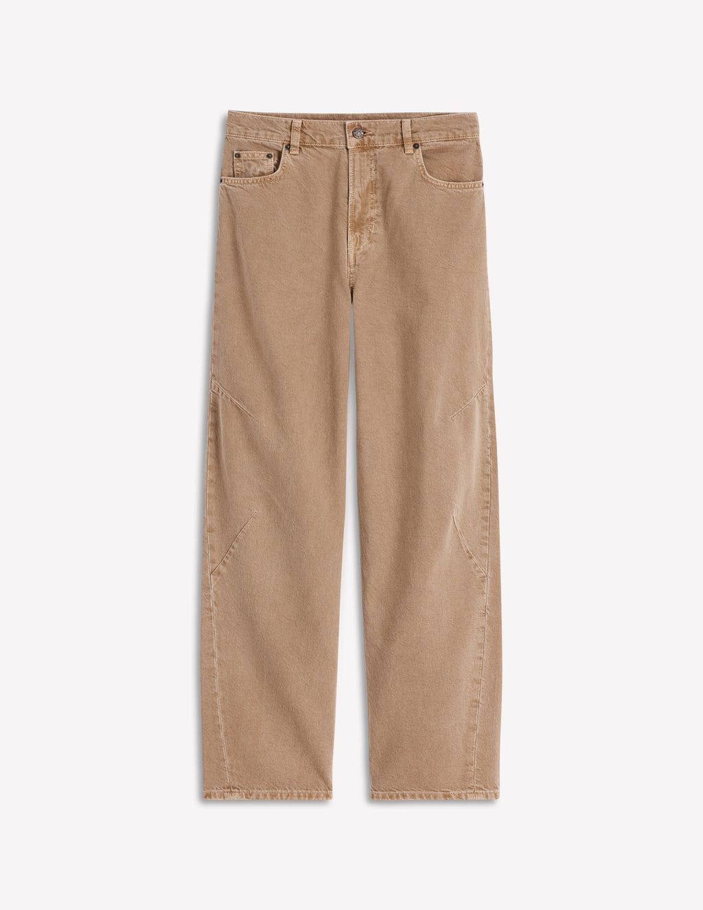 Full Length Barrel Leg Jeans-Tobacco