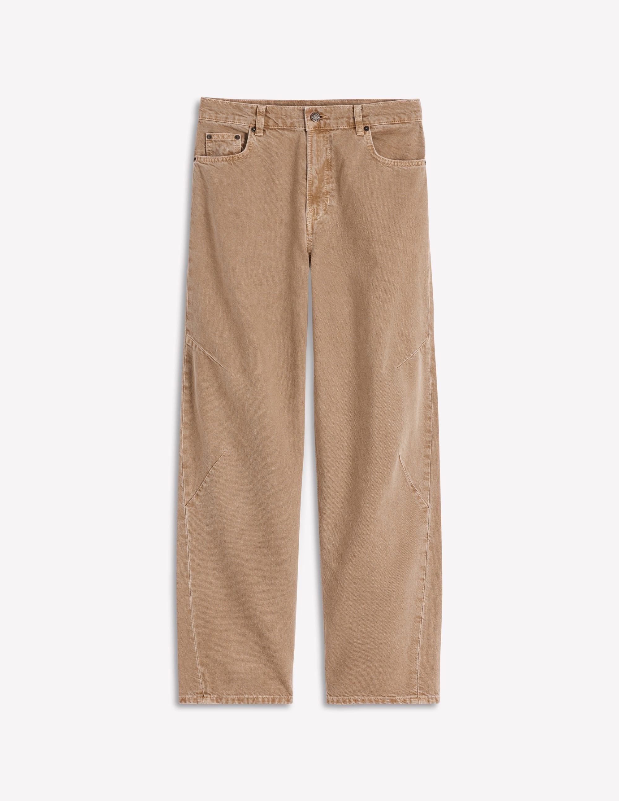 Full Length Barrel Leg Jeans-Tobacco