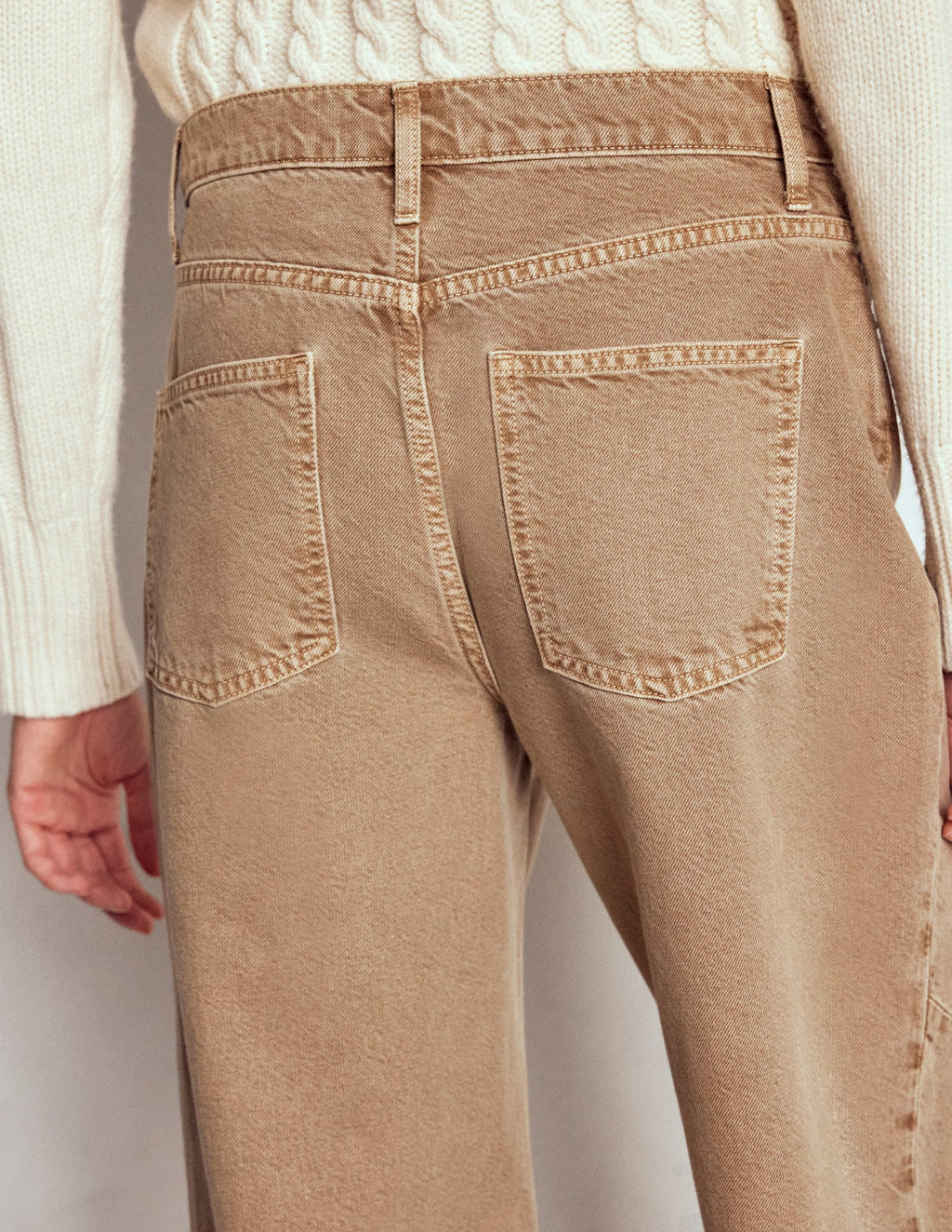 Full Length Barrel Leg Jeans-Tobacco