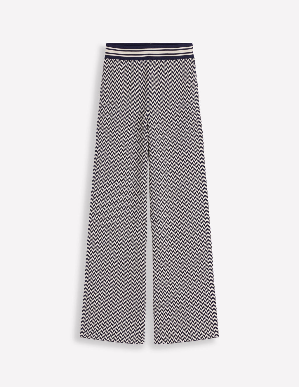 Jacquard Knitted Trousers-Geo Navy and Ivory Jacquard