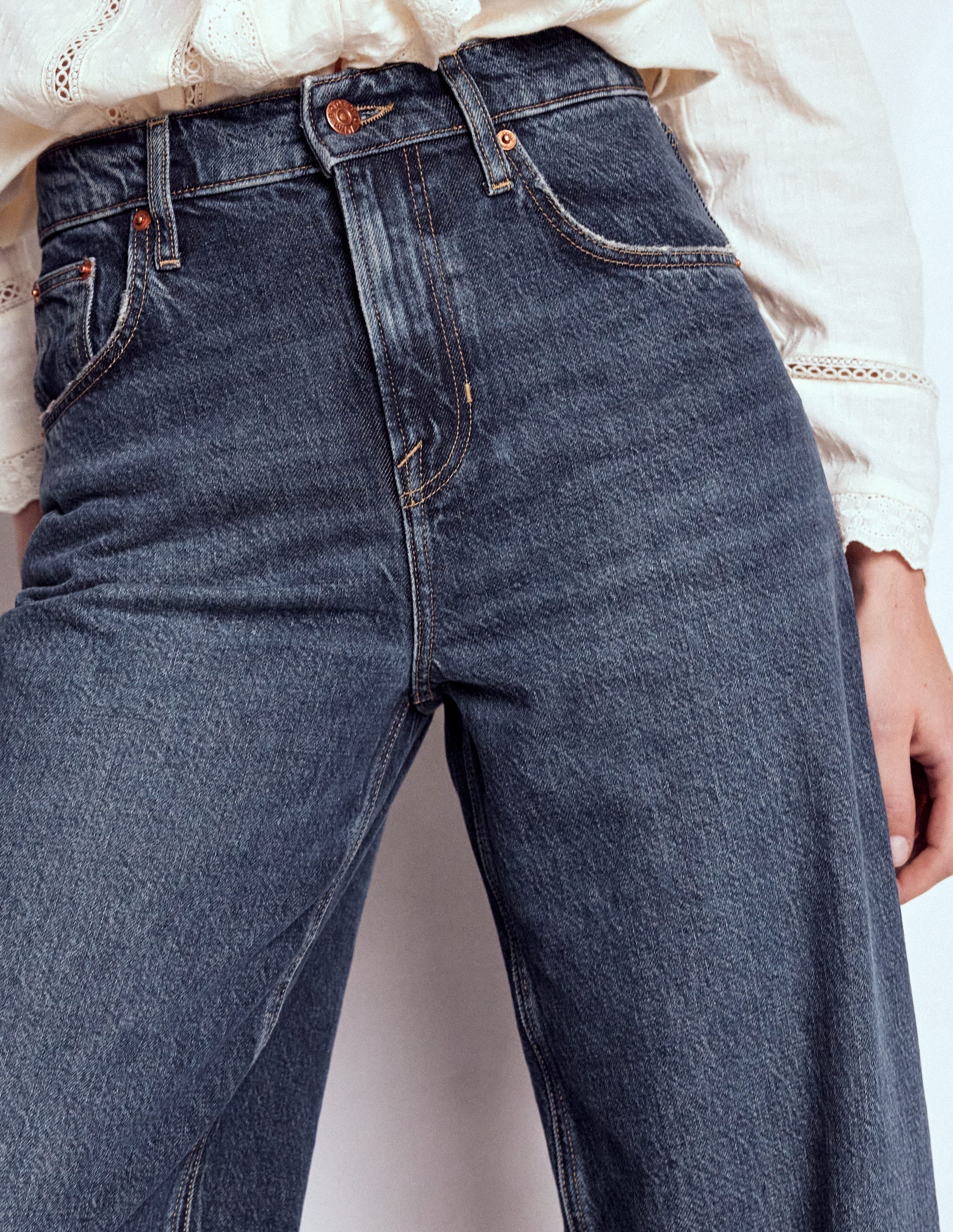 Slouch Leg Jeans-Dark Vintage