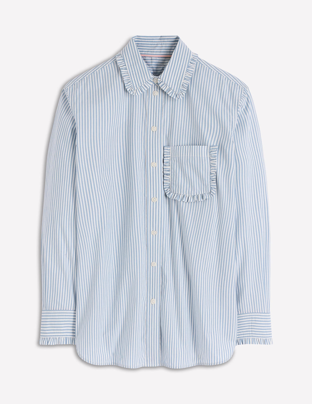 Sadie Relaxed Cotton Shirt-Faded Denim and Ivory Stripe