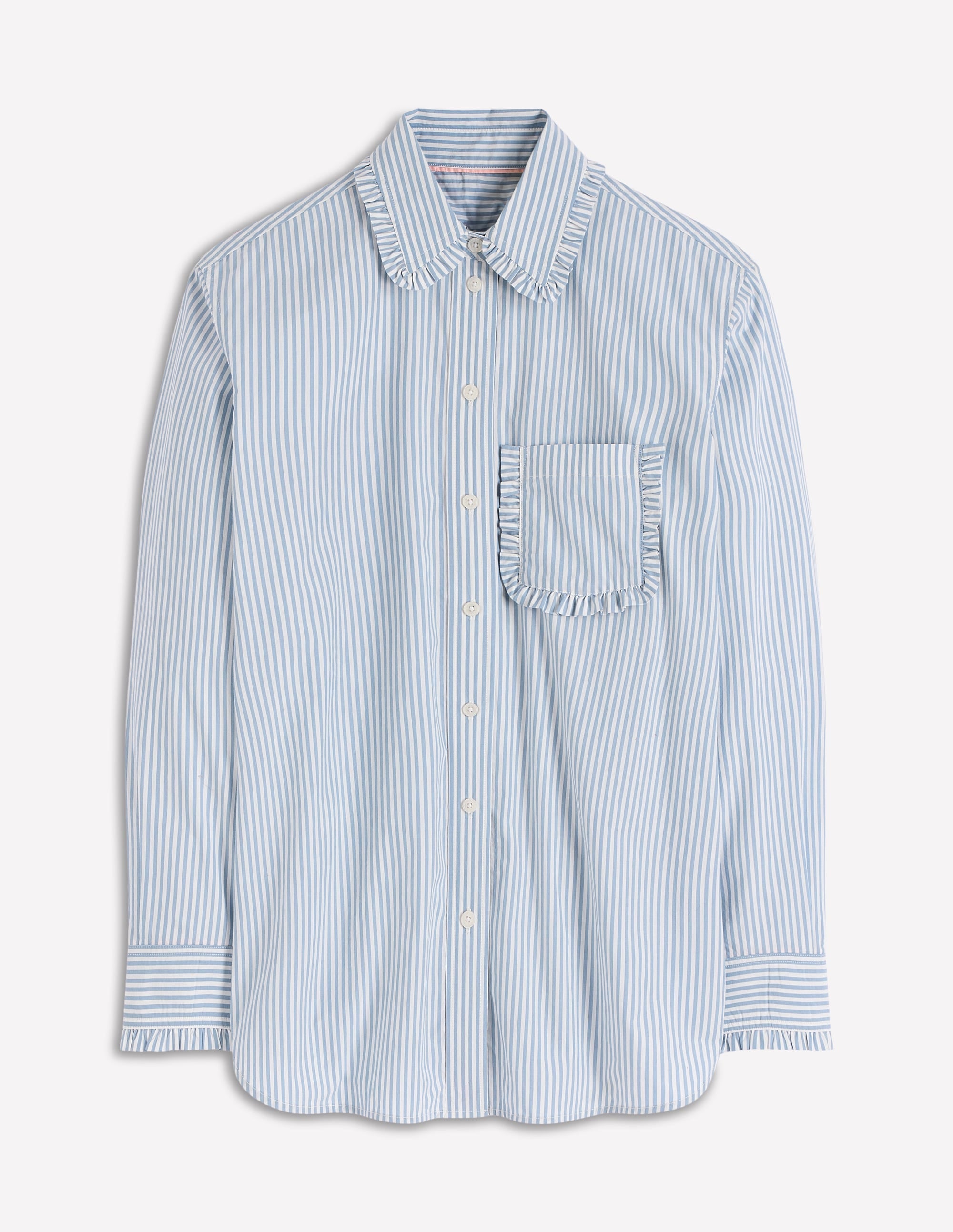 Sadie Relaxed Cotton Shirt-Faded Denim and Ivory Stripe