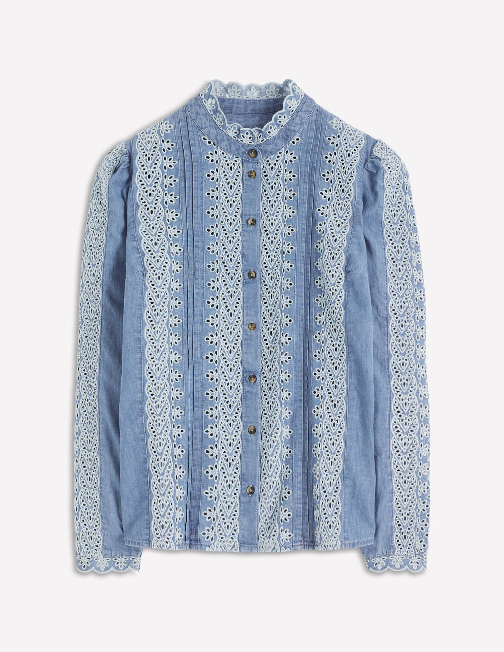 Savannah Broderie Top-Chambray