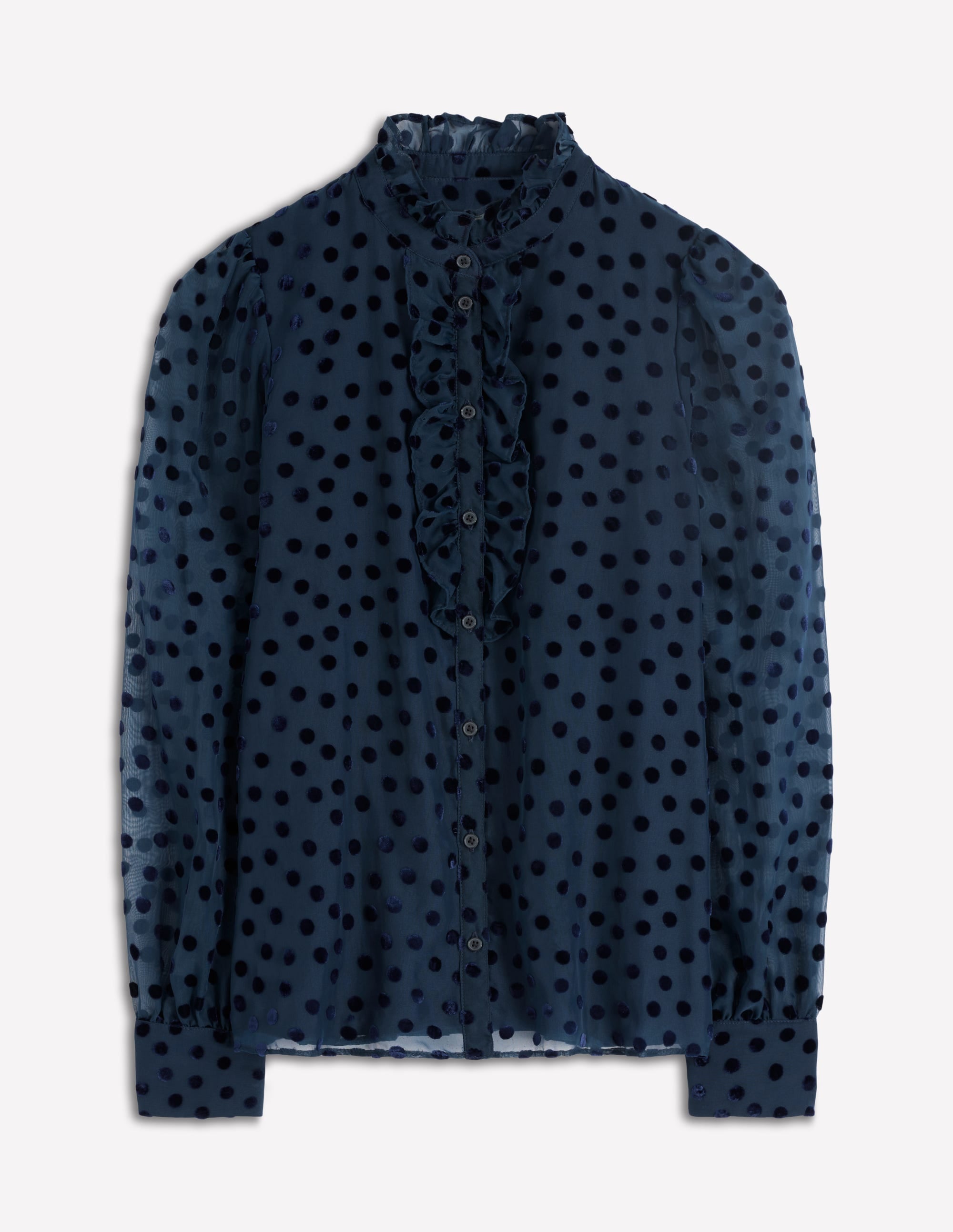 Sasha Devore Velvet Top-Navy Spot
