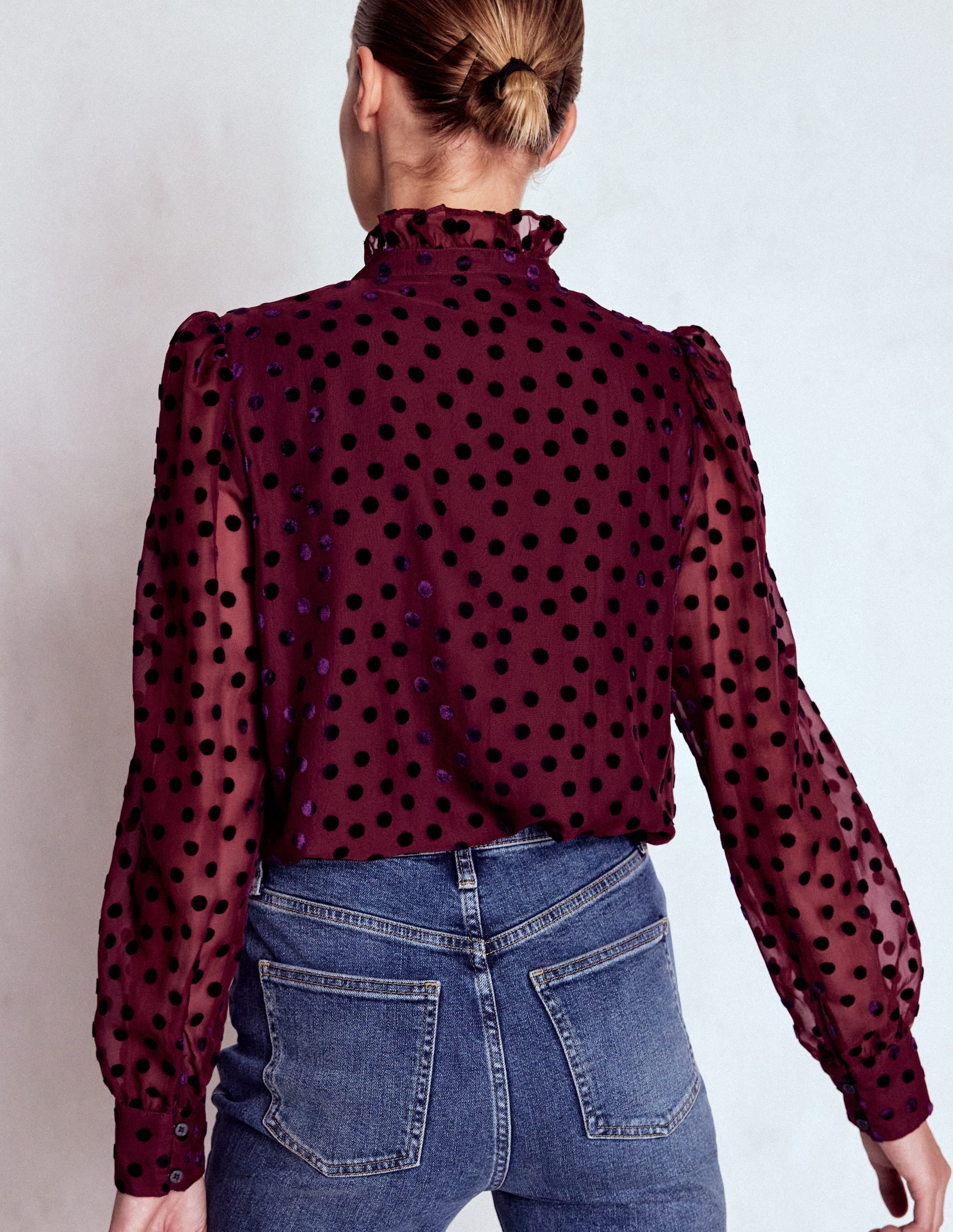 Sasha Devore Velvet Top-Deep Wisteria Spot