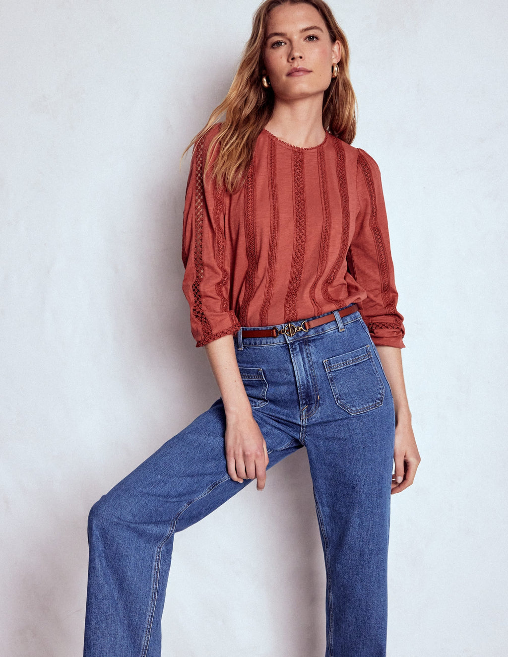 Imi Jersey Trim Top-Barn Red