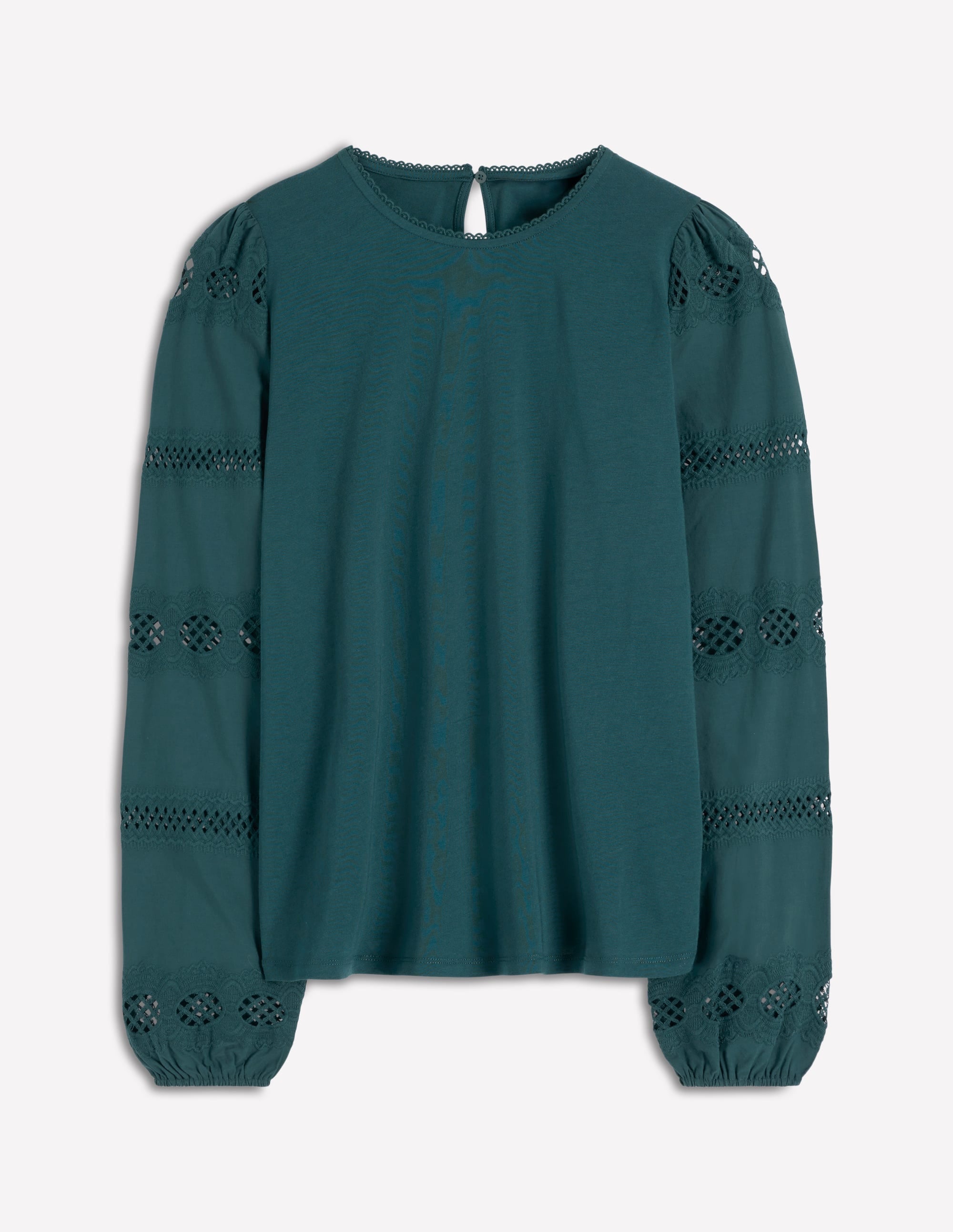 Millie Lace Mix Top-Midnight Teal