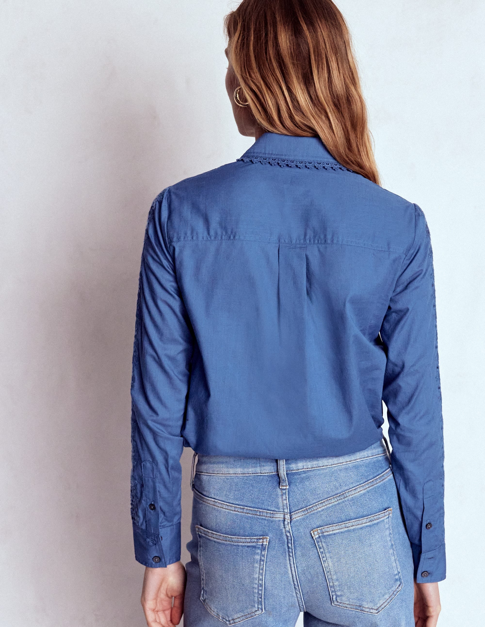 Sienna Broderie Detail Shirt-Denim Blue