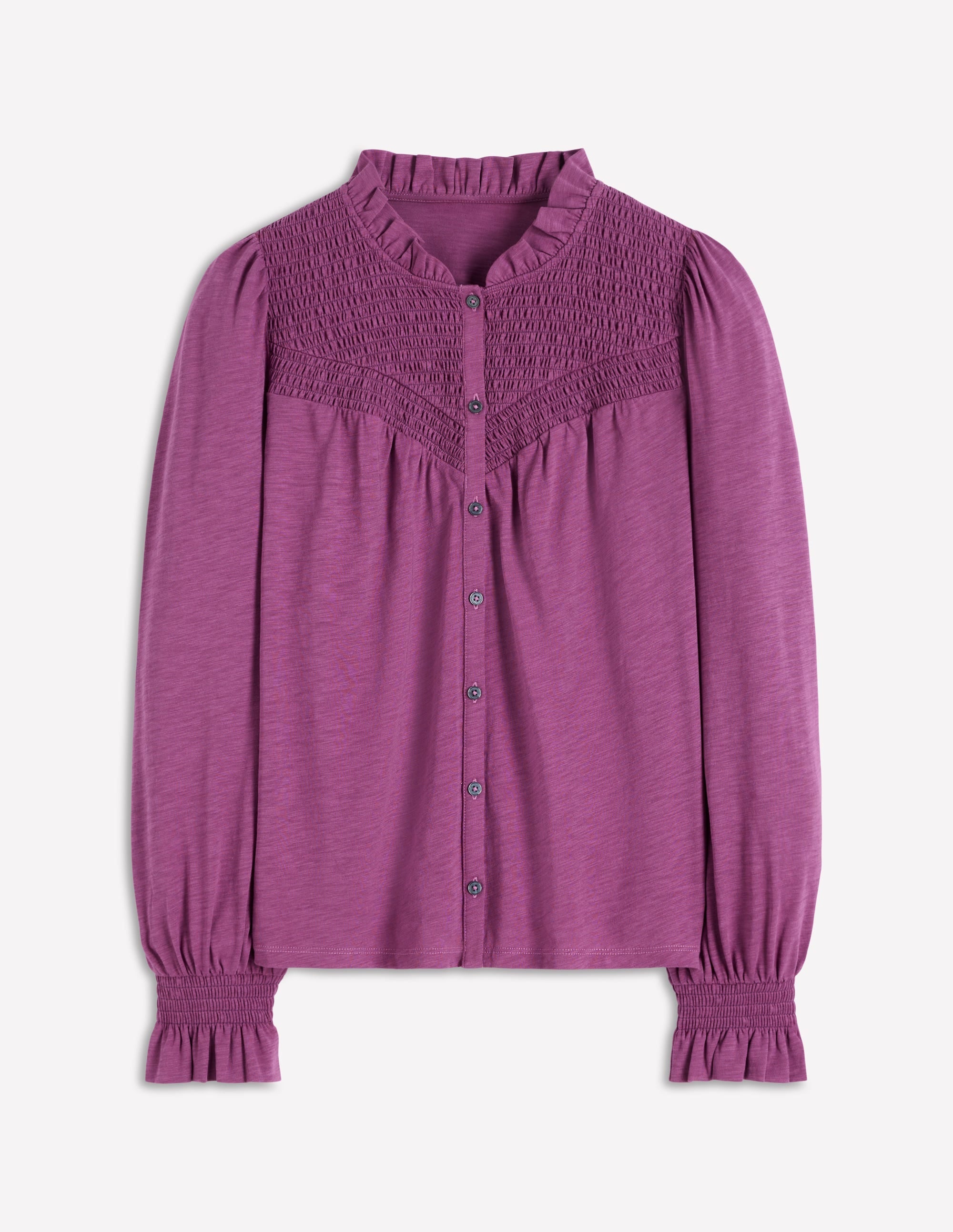 Smocked Yoke Jersey Shirt-Amethyst
