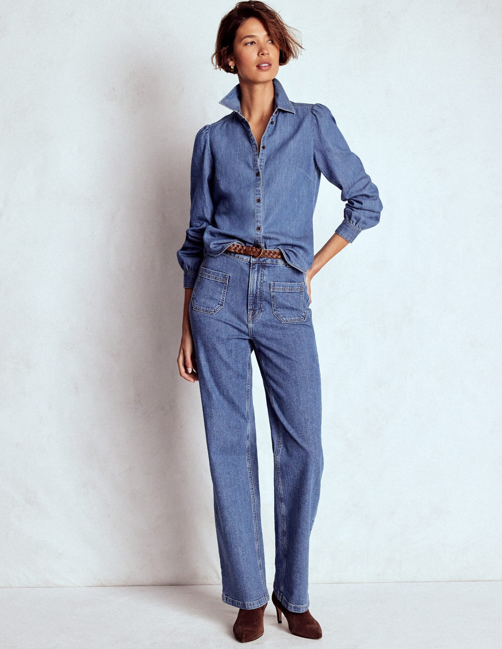 Cara Denim Shirt-Mid Vintage