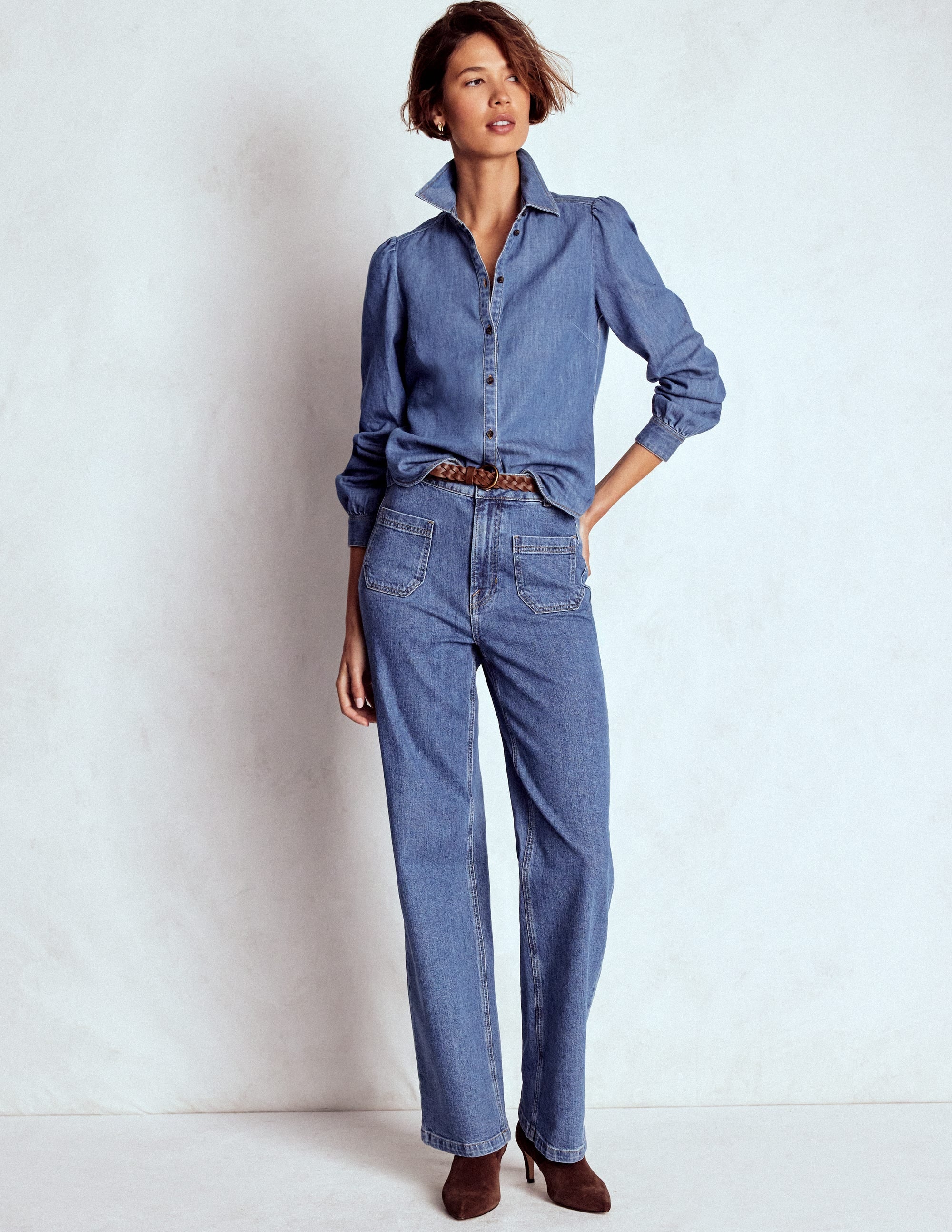 Cara Denim Shirt-Mid Vintage