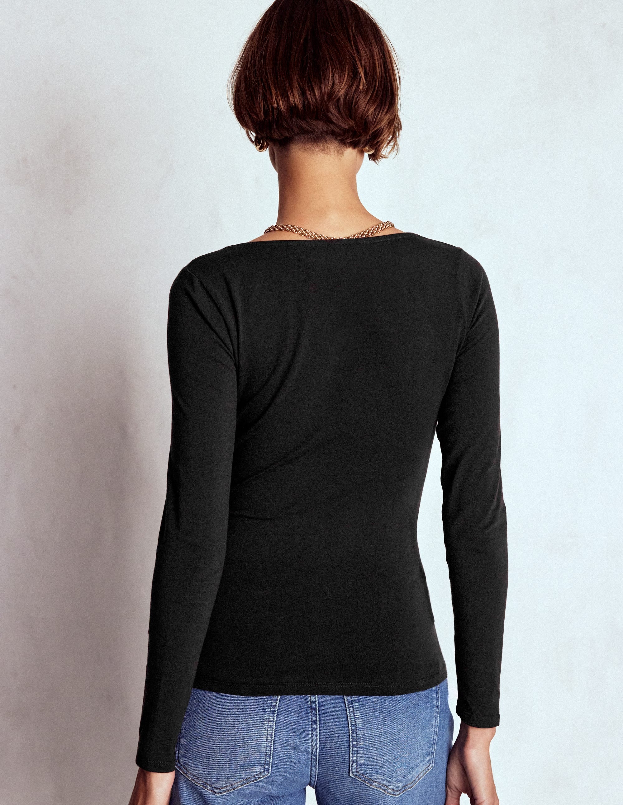Double Layer Square Neck Top-Black