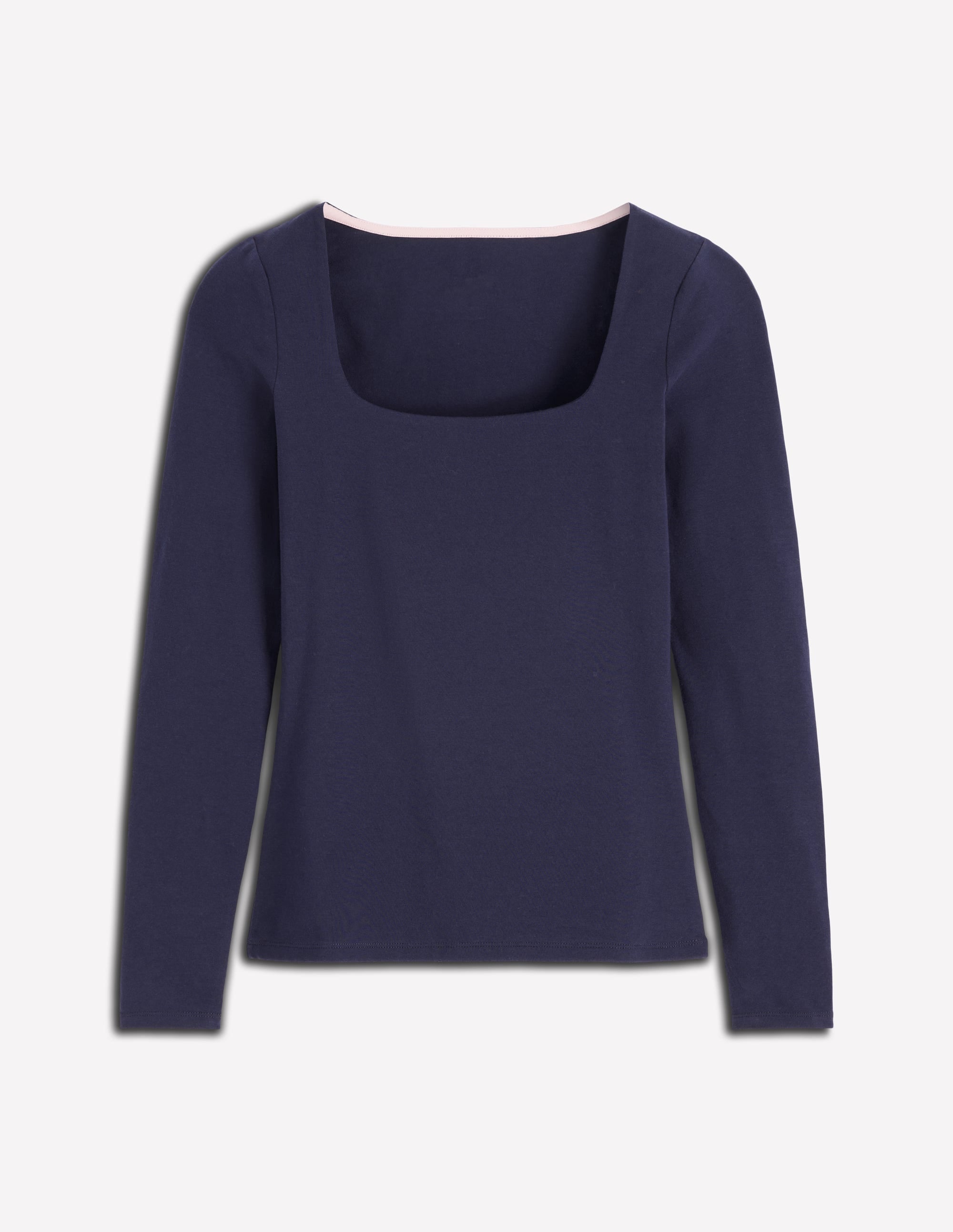 Double Layer Square Neck Top-Navy