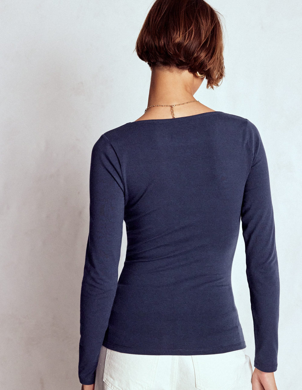 Double Layer Square Neck Top-Navy