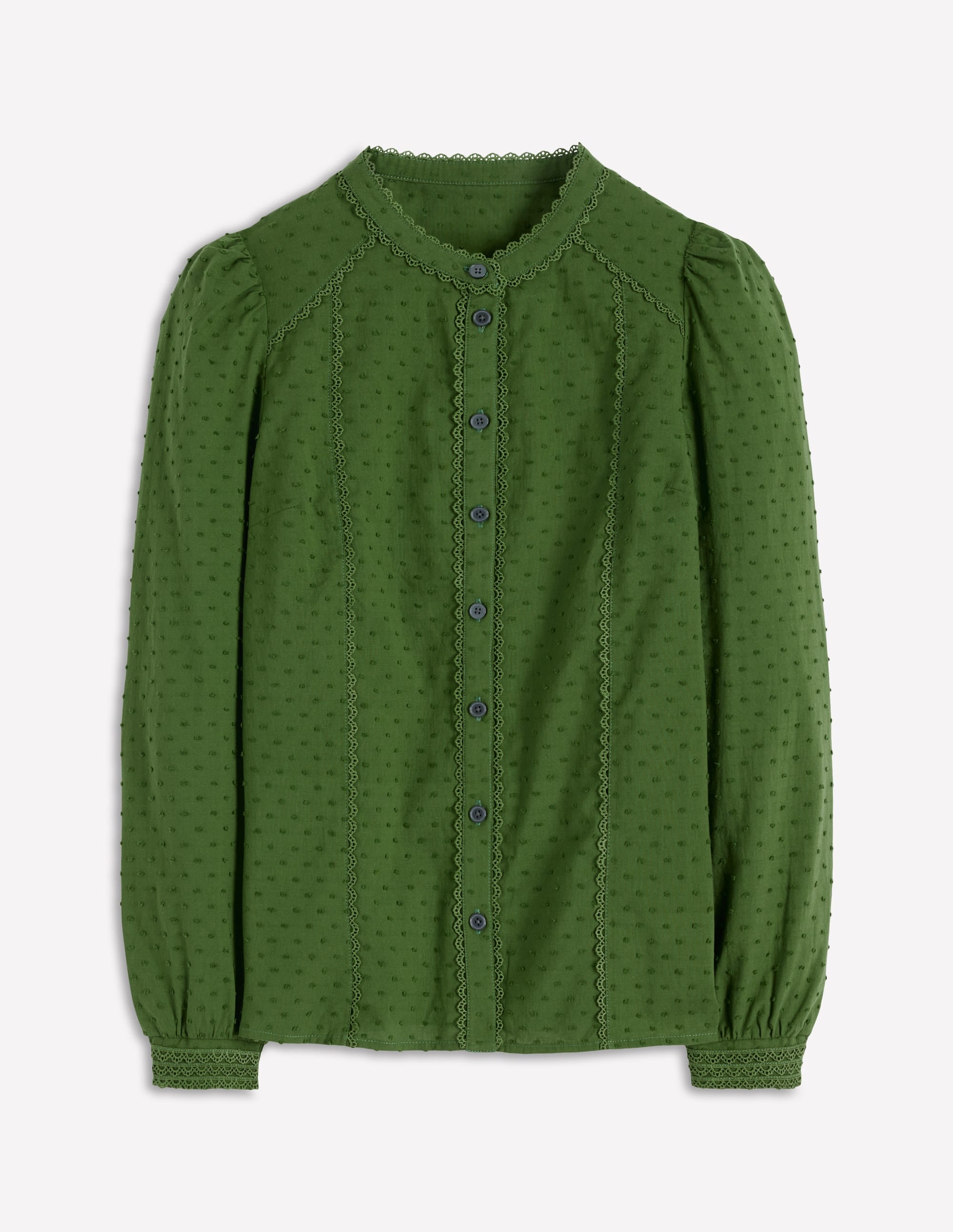 Rhea Cotton Dobby Top-Promenade Green