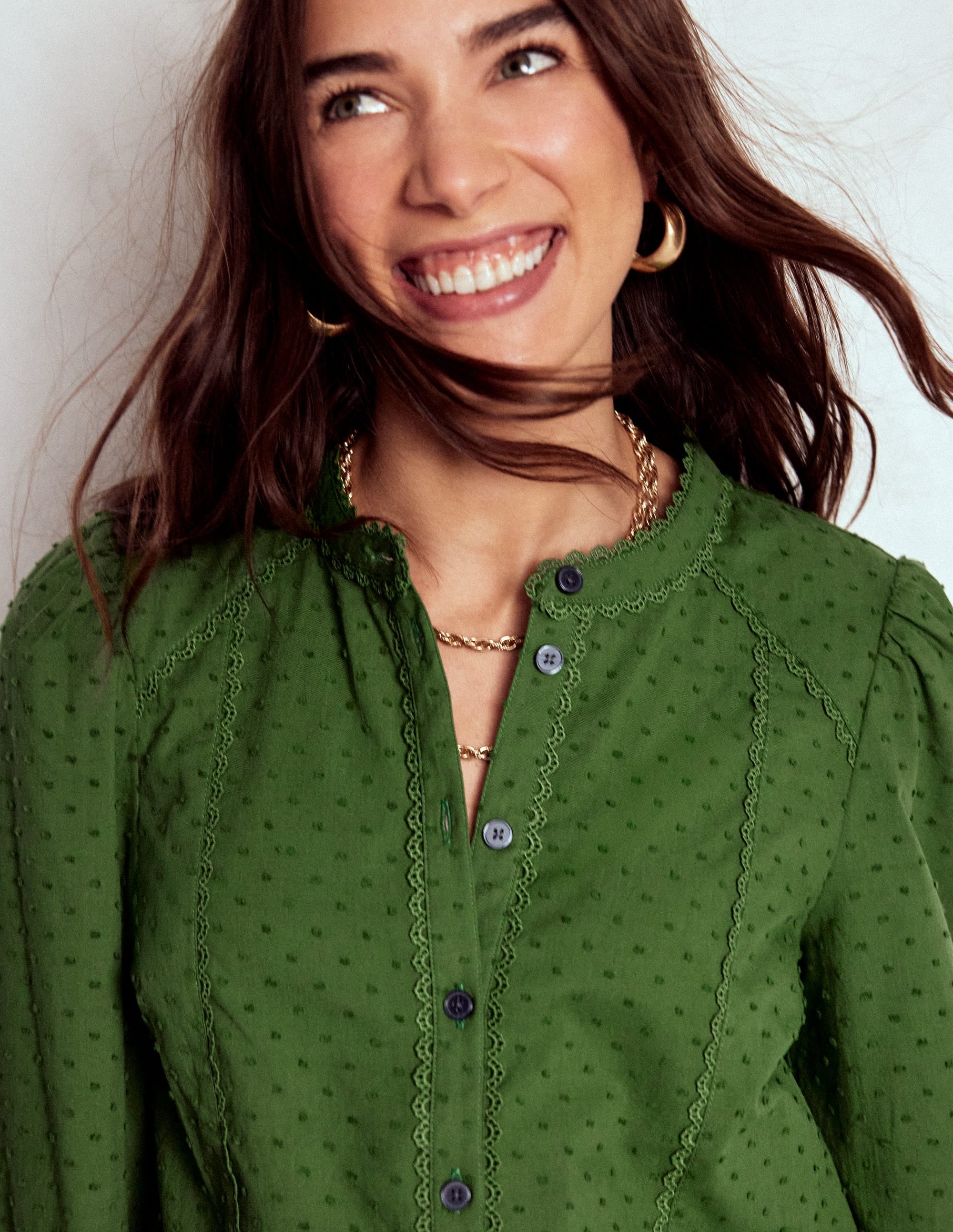 Rhea Cotton Dobby Top-Promenade Green