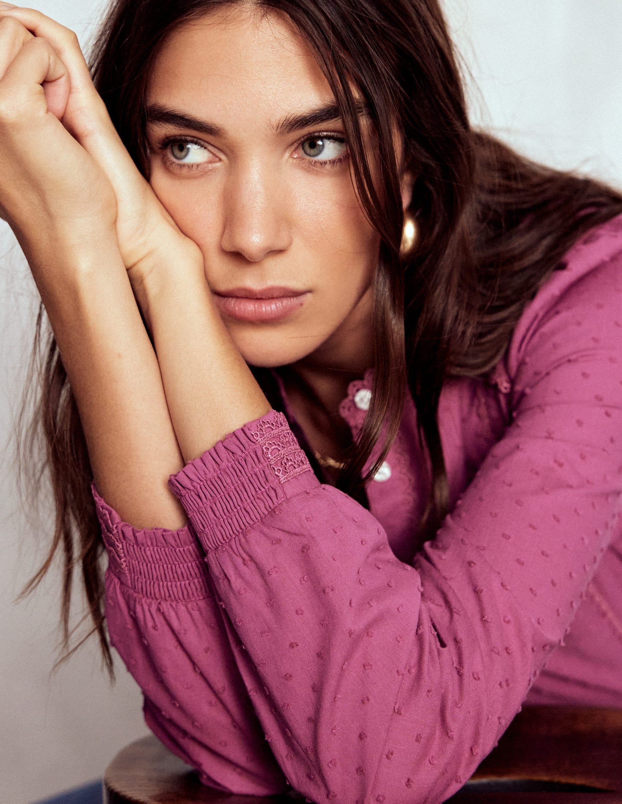 Rhea Cotton Dobby Top-Purple Damson