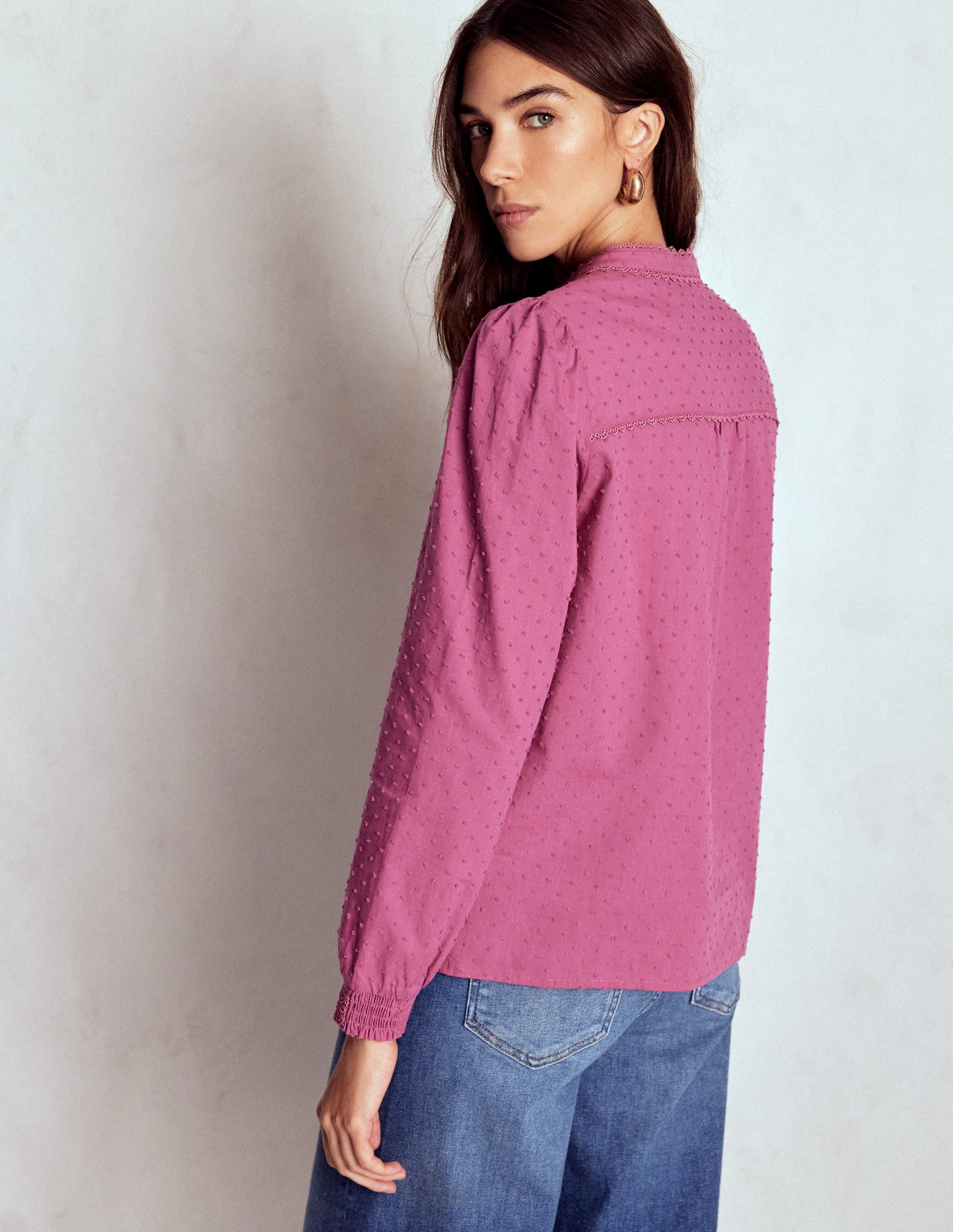 Rhea Cotton Dobby Top-Purple Damson