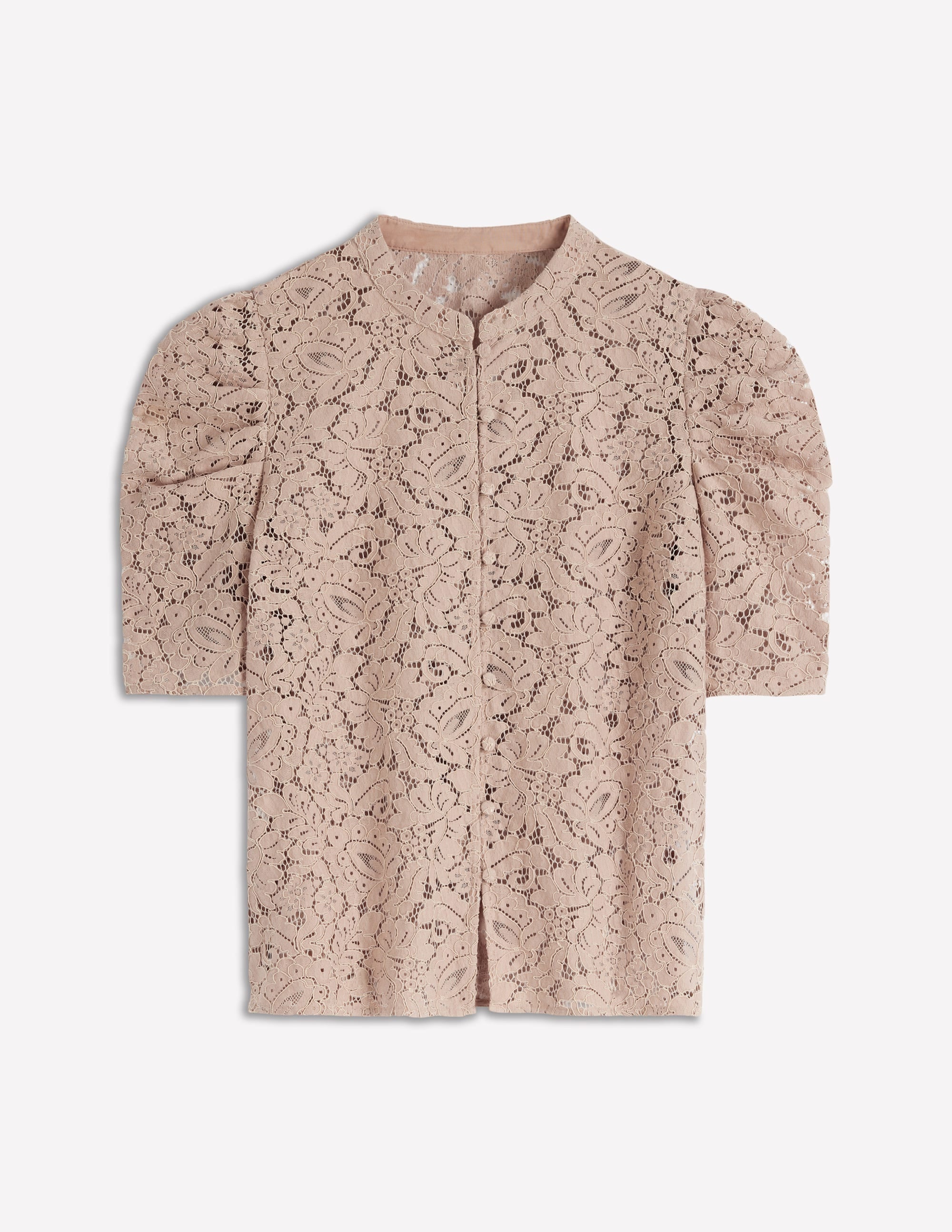 Lace Mutton Sleeve Top-Heather Rose