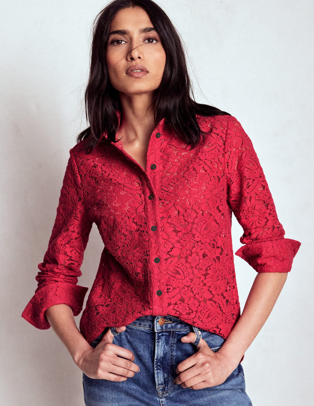 Lace Shirt-Rumba Red