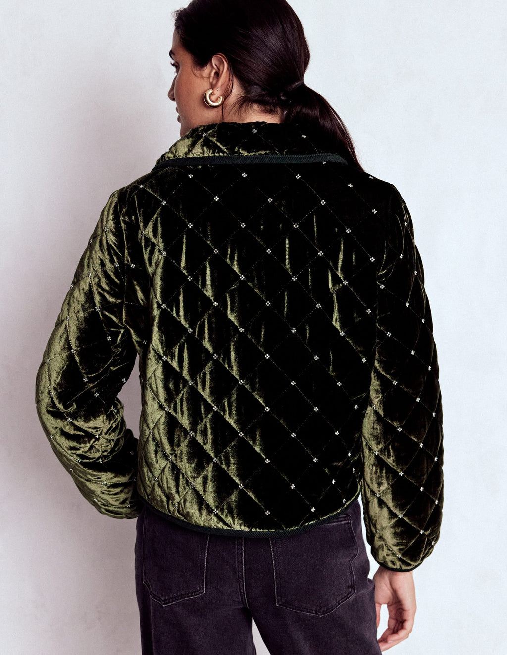 Fitzrovia Quilted Jacket-Kale Leaf, Beads