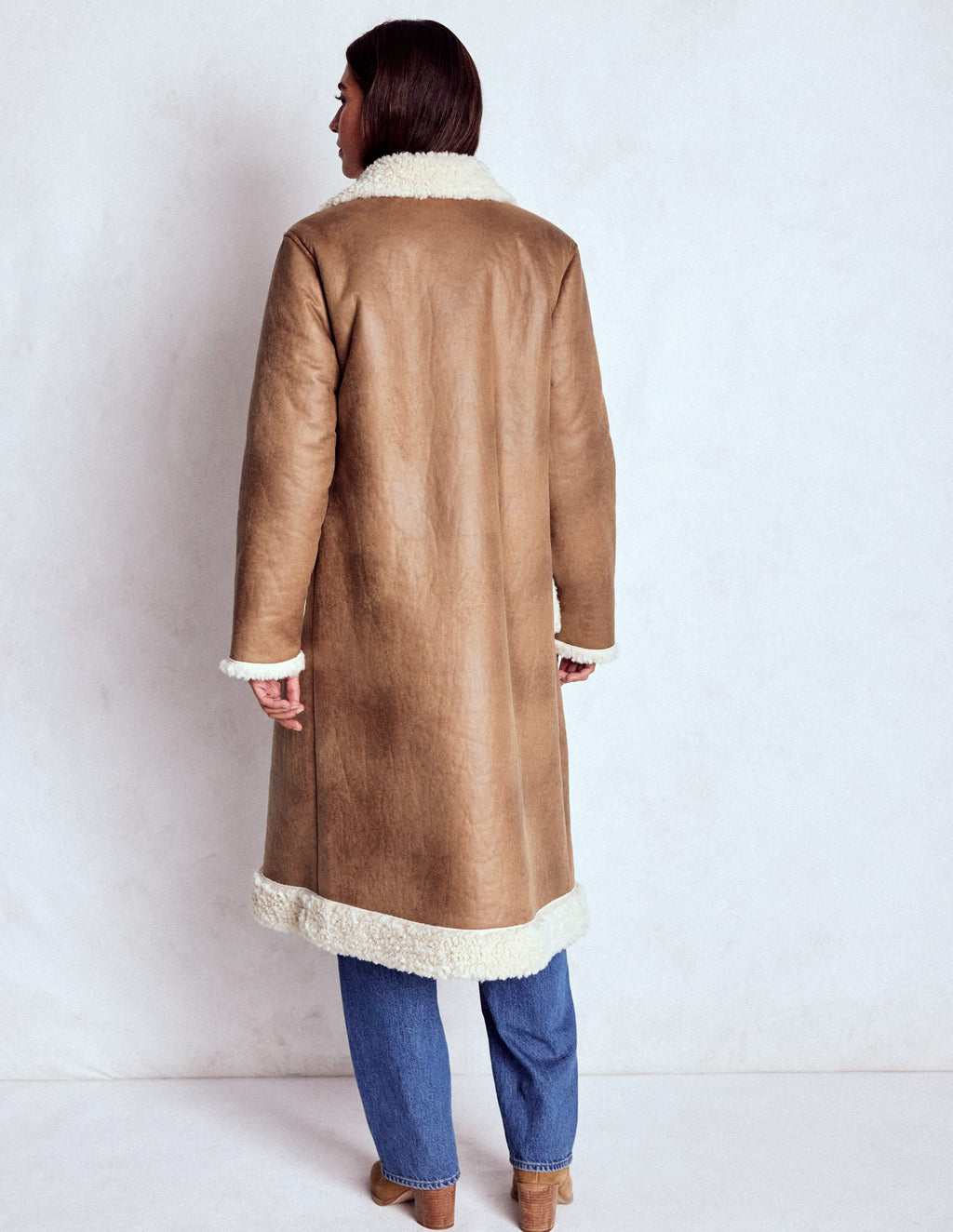 Shearling Duffle Coat-Camel, Natural Borg